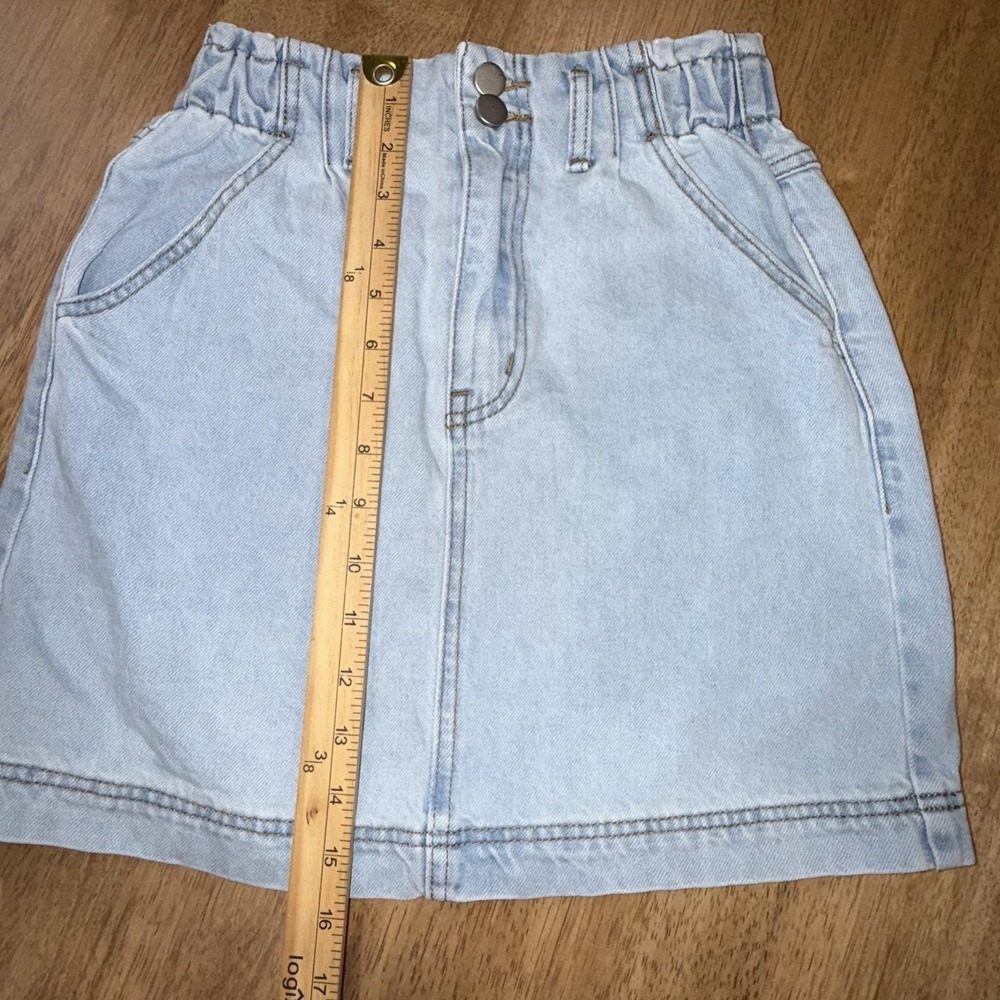 Altar's State High Waist Denim‎ Mini Skirt Small Light Wash Western Boho Short - Picture 3 of 10